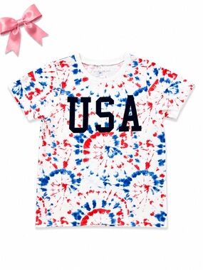 Fourth of July Tie Dye Graphic Tee Size Medium | Red White Blue T-Shirt
